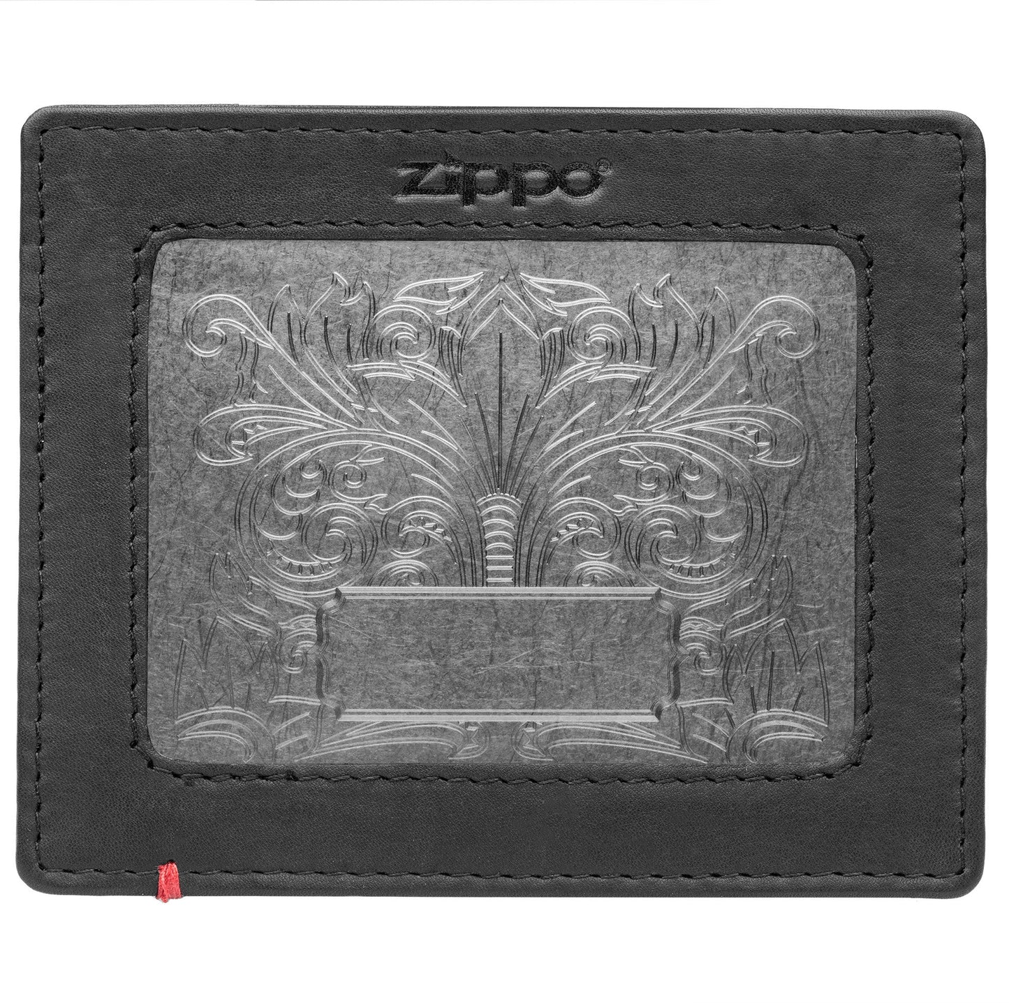 Zippo Black Leather Wallet- Fandango Metal Plate Design