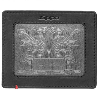 Zippo Black Leather Wallet- Fandango Metal Plate Design
