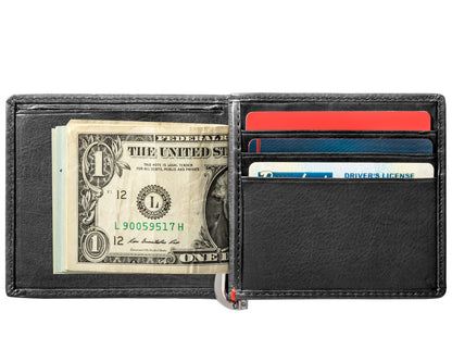 Zippo Black Leather Wallet- Fandango Metal Plate Design