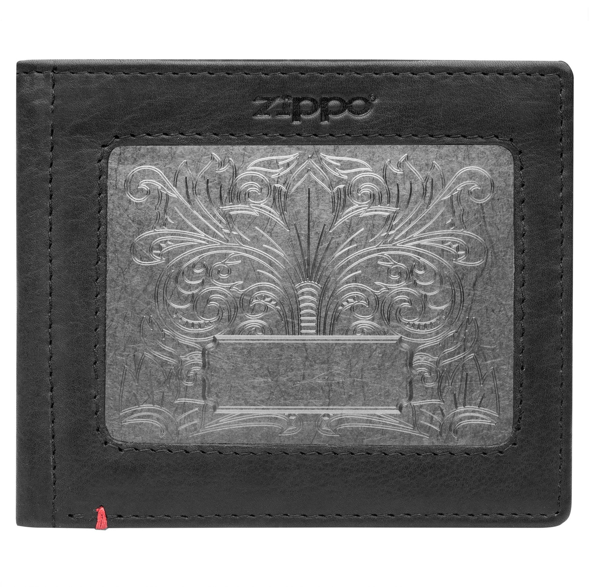 Zippo Black Leather Wallet- Fandango Metal Plate Design