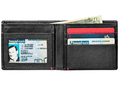 Zippo Black Leather Wallet- Skull Metal Plate Design