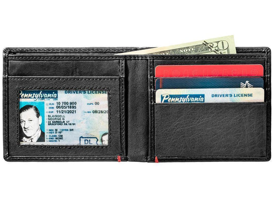 Zippo Black Leather Wallet- Spade Metal Plate Design