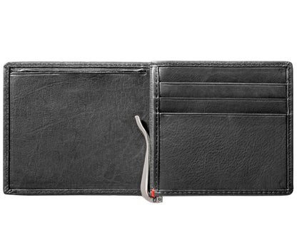 Zippo Black Leather Wallet- Spade Metal Plate Design