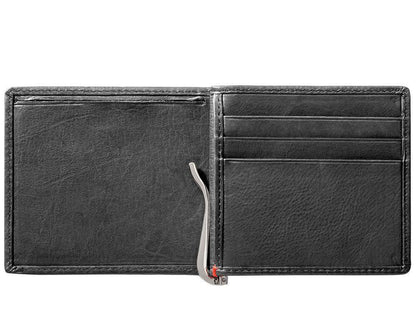 Zippo Black Leather Wallet- Spade Metal Plate Design