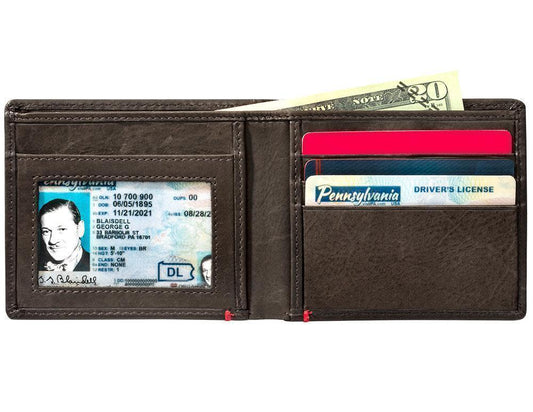 Zippo Mocha Leather Wallet- Spade Metal Plate Design