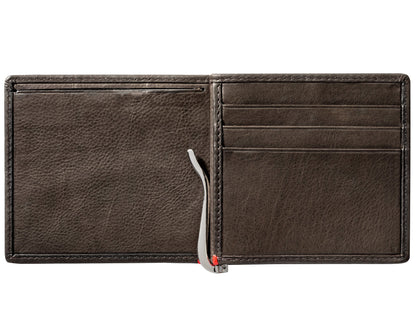 Zippo Mocha Leather Wallet- Spade Metal Plate Design