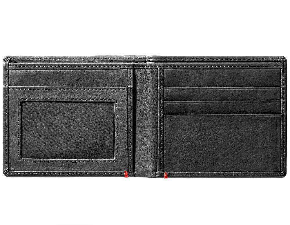 Zippo Black Leather Wallet- Spade Skull Metal Plate Design