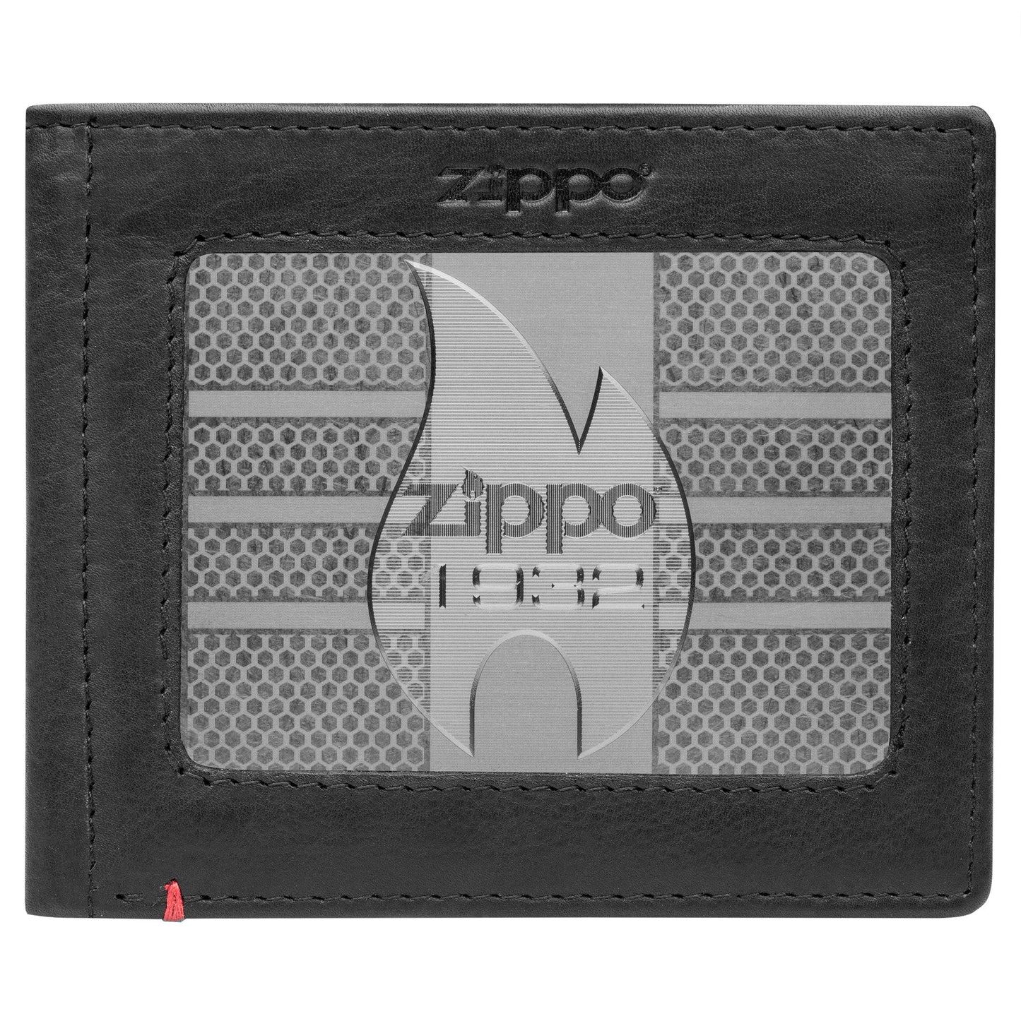 Zippo Black Leather Wallet- 1932 Metal Plate Design