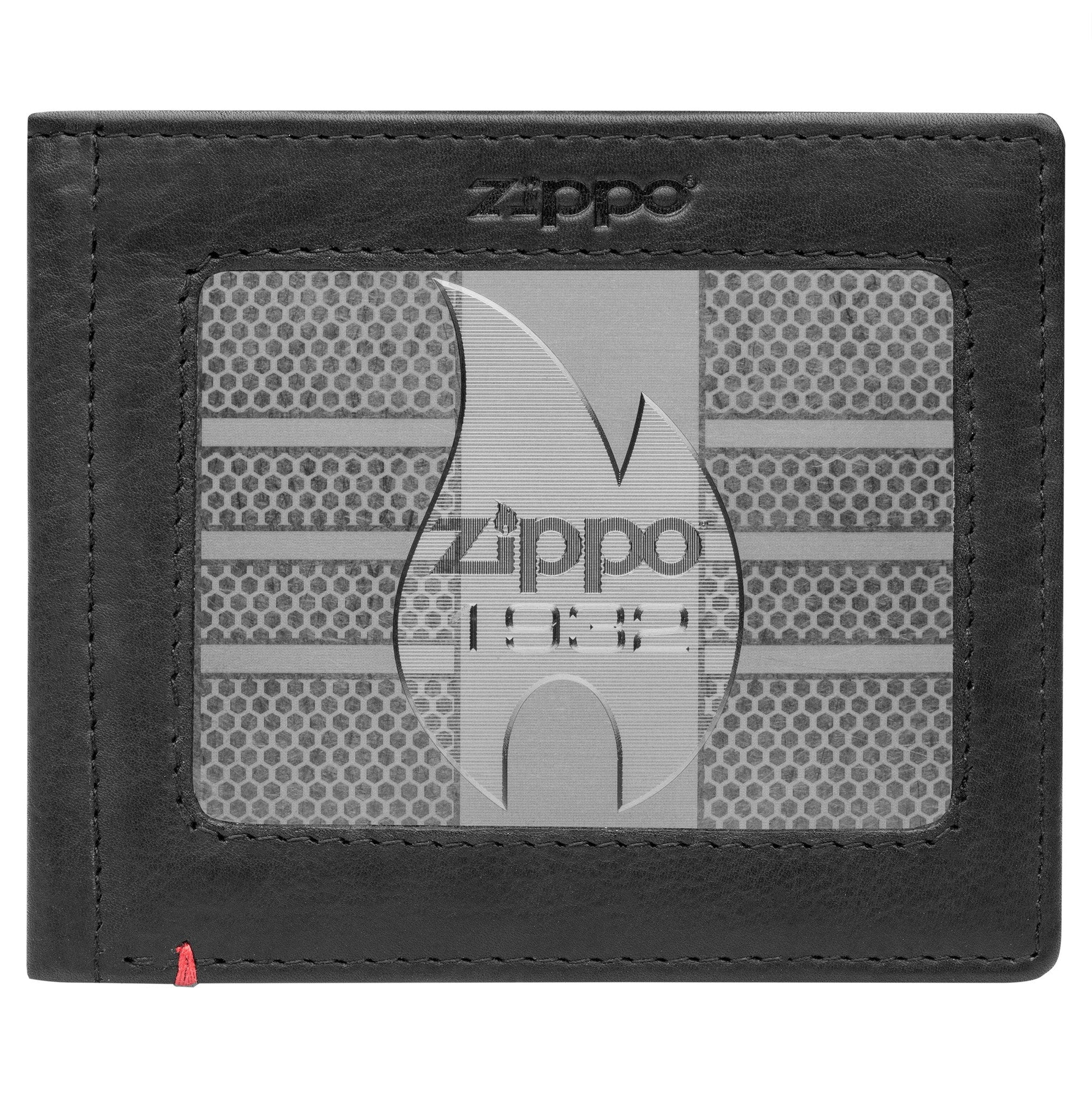 Zippo Black Leather Wallet- 1932 Metal Plate Design