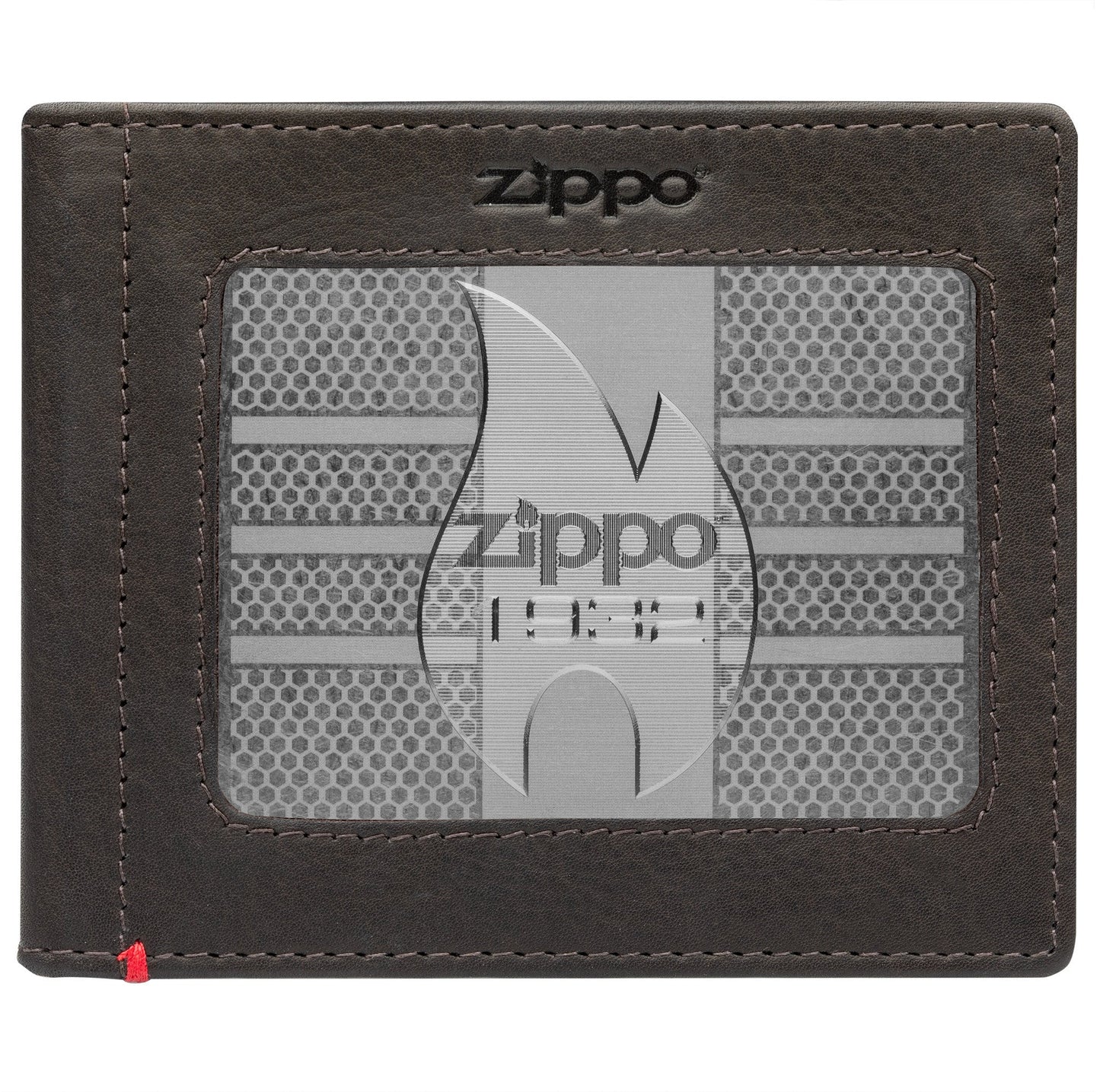 Zippo Mocha Leather Wallet- 1932 Metal Plate Design