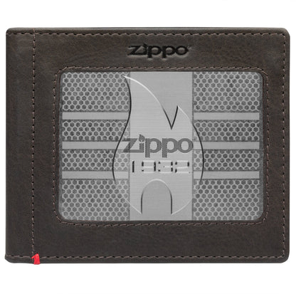 Zippo Mocha Leather Wallet- 1932 Metal Plate Design