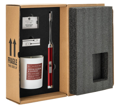 Zippo Candy Apple Red Rechargeable Candle Lighter & 8 oz Cotton Blossom & Do
