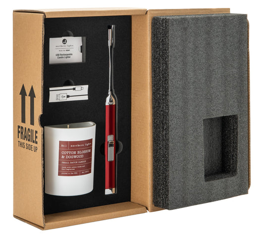 Zippo Candy Apple Red Rechargeable Candle Lighter & 8 oz Cotton Blossom & Do