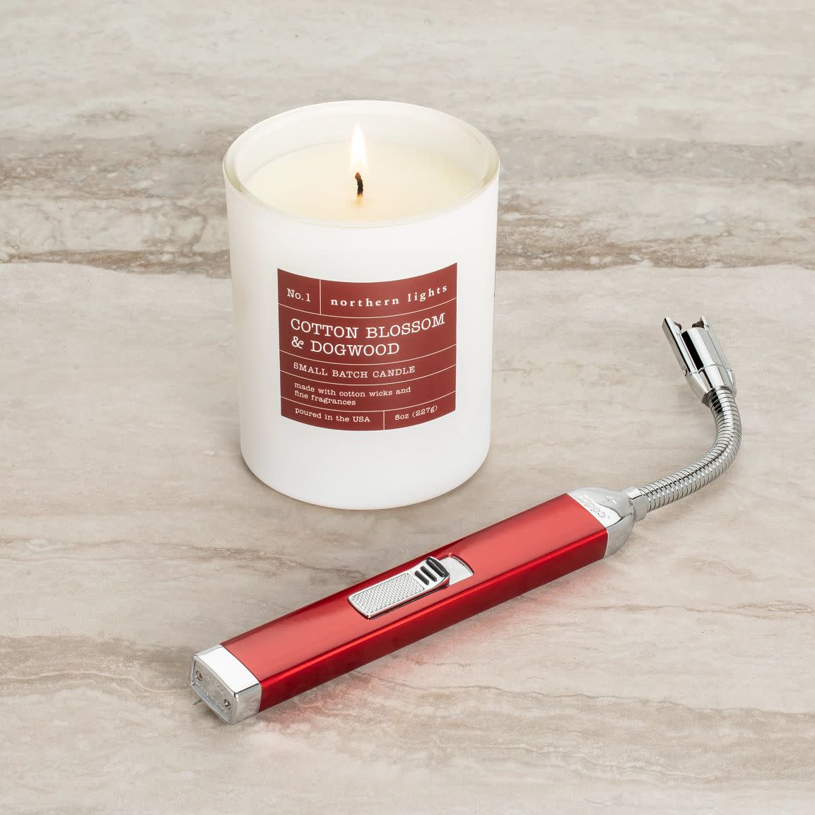 Zippo Candy Apple Red Rechargeable Candle Lighter & 8 oz Cotton Blossom & Do