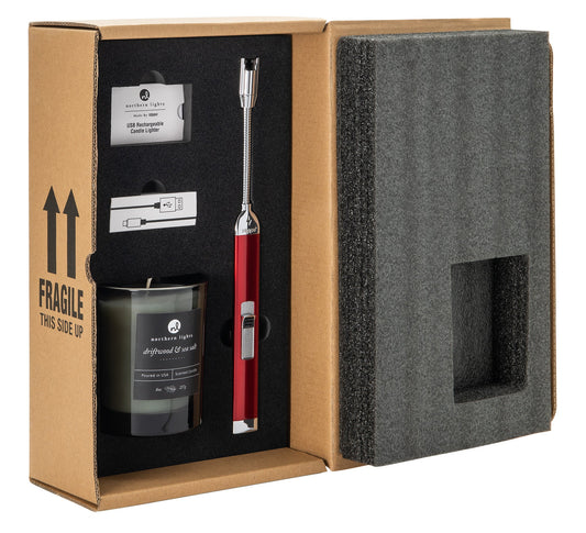 Zippo Candy Apple Red Rechargeable Candle Lighter & 8 oz Driftwood & Sea Sal