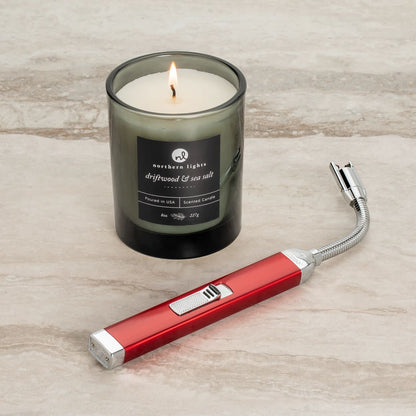 Zippo Candy Apple Red Rechargeable Candle Lighter & 8 oz Driftwood & Sea Sal