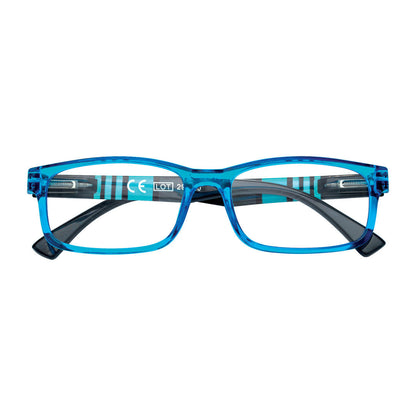 Zippo Striped Temple Reading Glasses - Blue