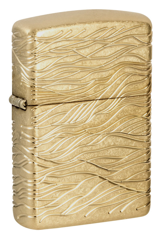 Zippo Luxury Waves Design Armor® Tumbled Brass Windproof Lighter