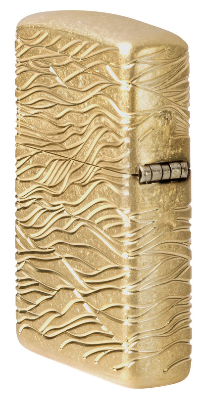 Zippo Luxury Waves Design Armor® Tumbled Brass Windproof Lighter