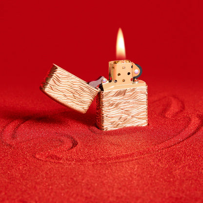 Zippo Luxury Waves Design Armor® Tumbled Brass Windproof Lighter