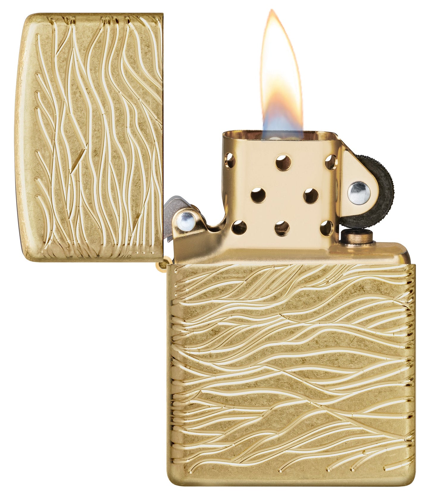 Zippo Luxury Waves Design Armor® Tumbled Brass Windproof Lighter
