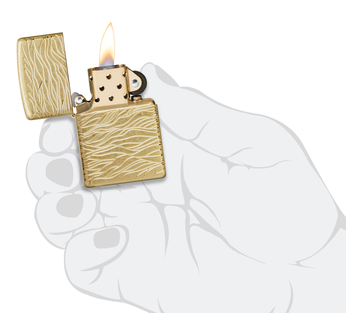 Zippo Luxury Waves Design Armor® Tumbled Brass Windproof Lighter