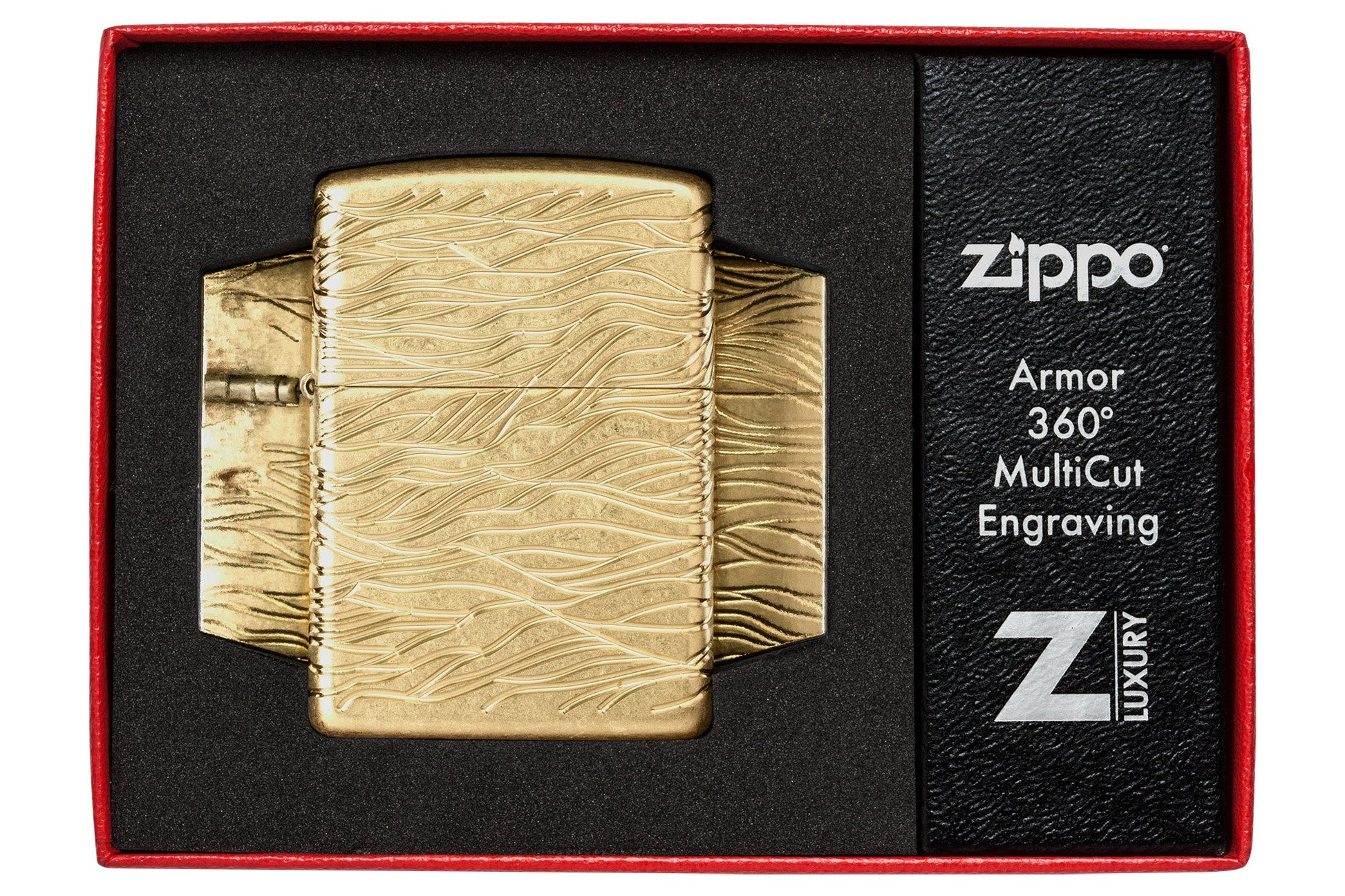 Zippo Luxury Waves Design Armor® Tumbled Brass Windproof Lighter