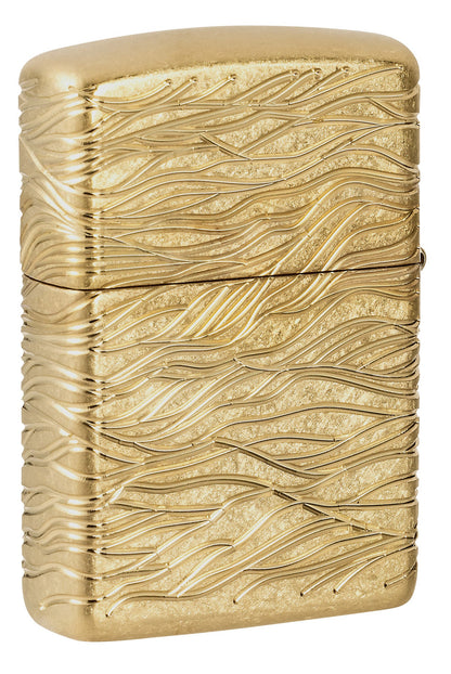 Zippo Luxury Waves Design Armor® Tumbled Brass Windproof Lighter