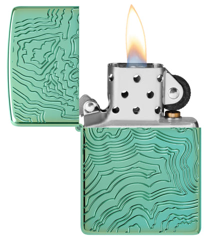 Zippo Map Armor High Polish Green Windproof Lighter