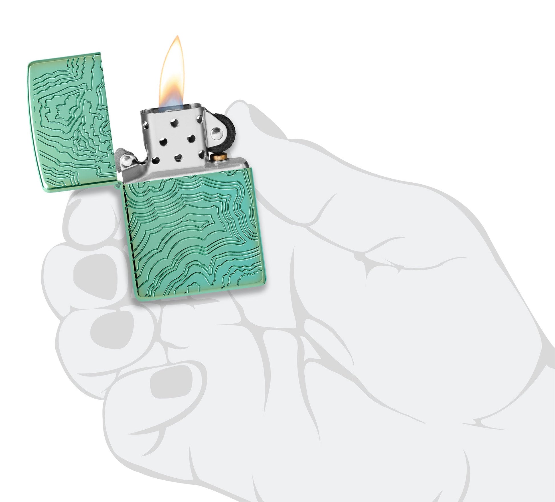 Zippo Map Armor High Polish Green Windproof Lighter
