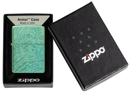 Zippo Map Armor High Polish Green Windproof Lighter