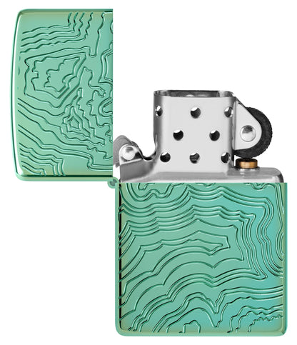 Zippo Map Armor High Polish Green Windproof Lighter