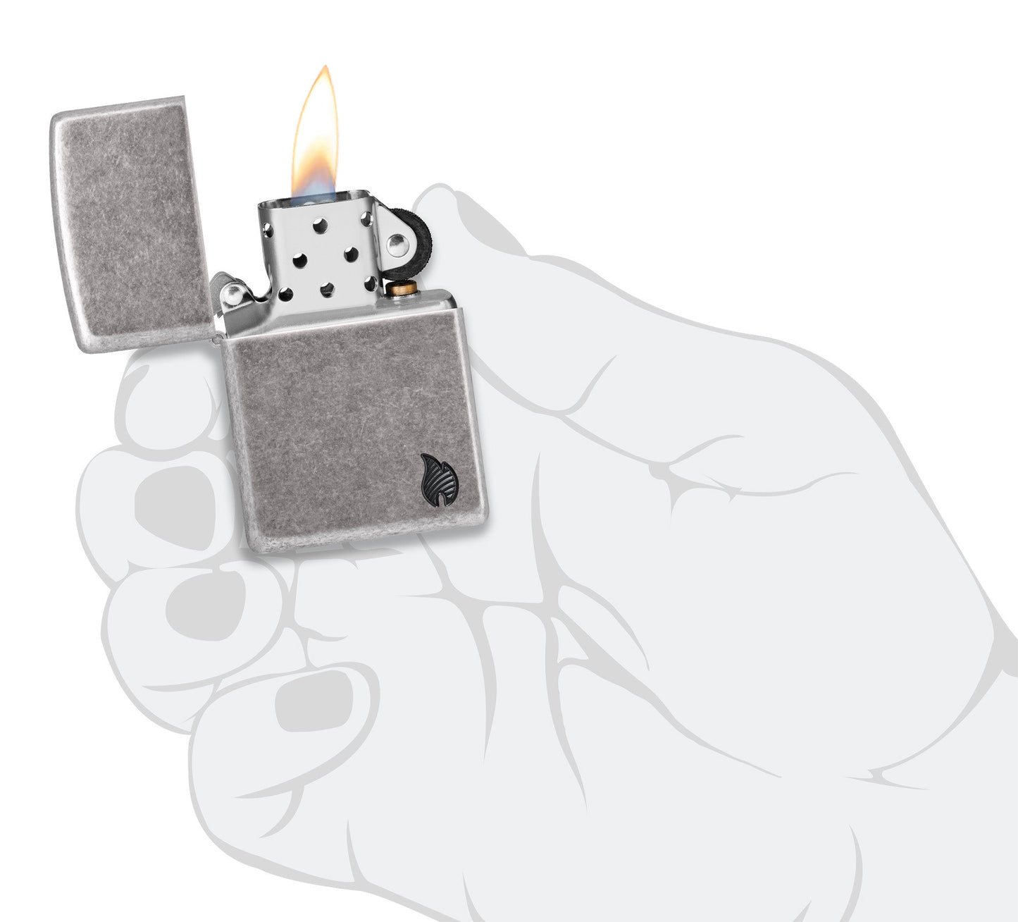 Zippo Armor® Series Flame Antique Silver Windproof Lighter