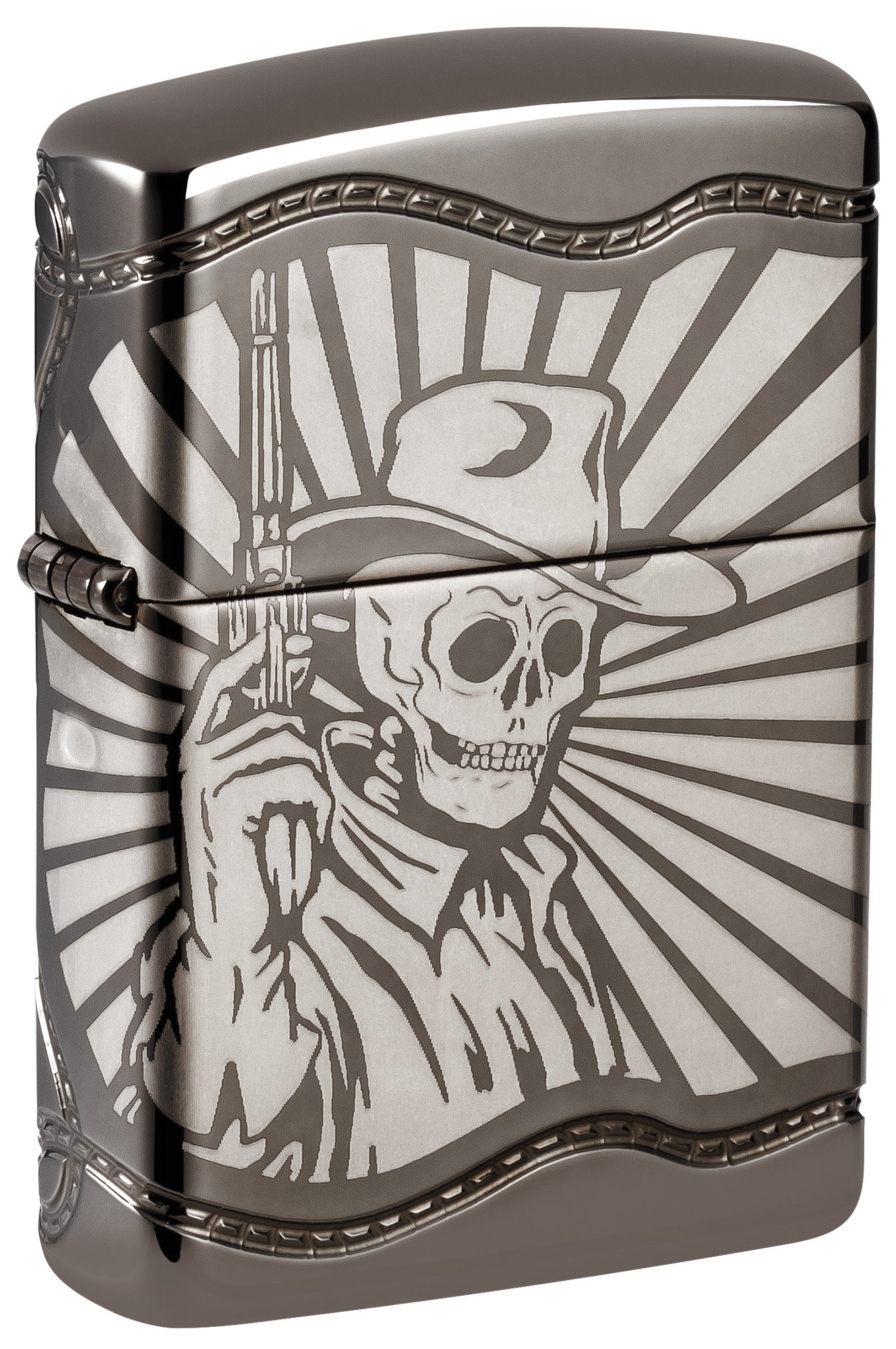 Zippo Skeleton Cowboy Design Armor® Black Ice® Windproof Lighter