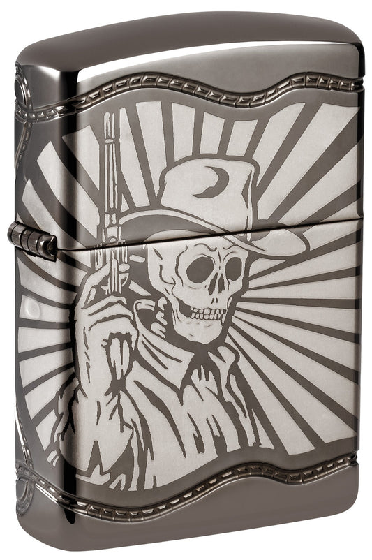 Zippo Skeleton Cowboy Design Armor® Black Ice® Windproof Lighter