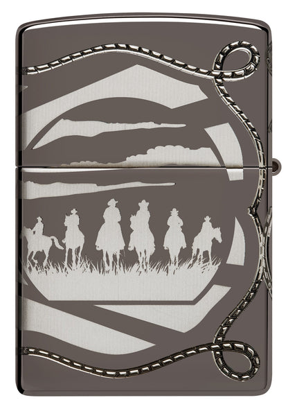 Zippo Skeleton Cowboy Design Armor® Black Ice® Windproof Lighter