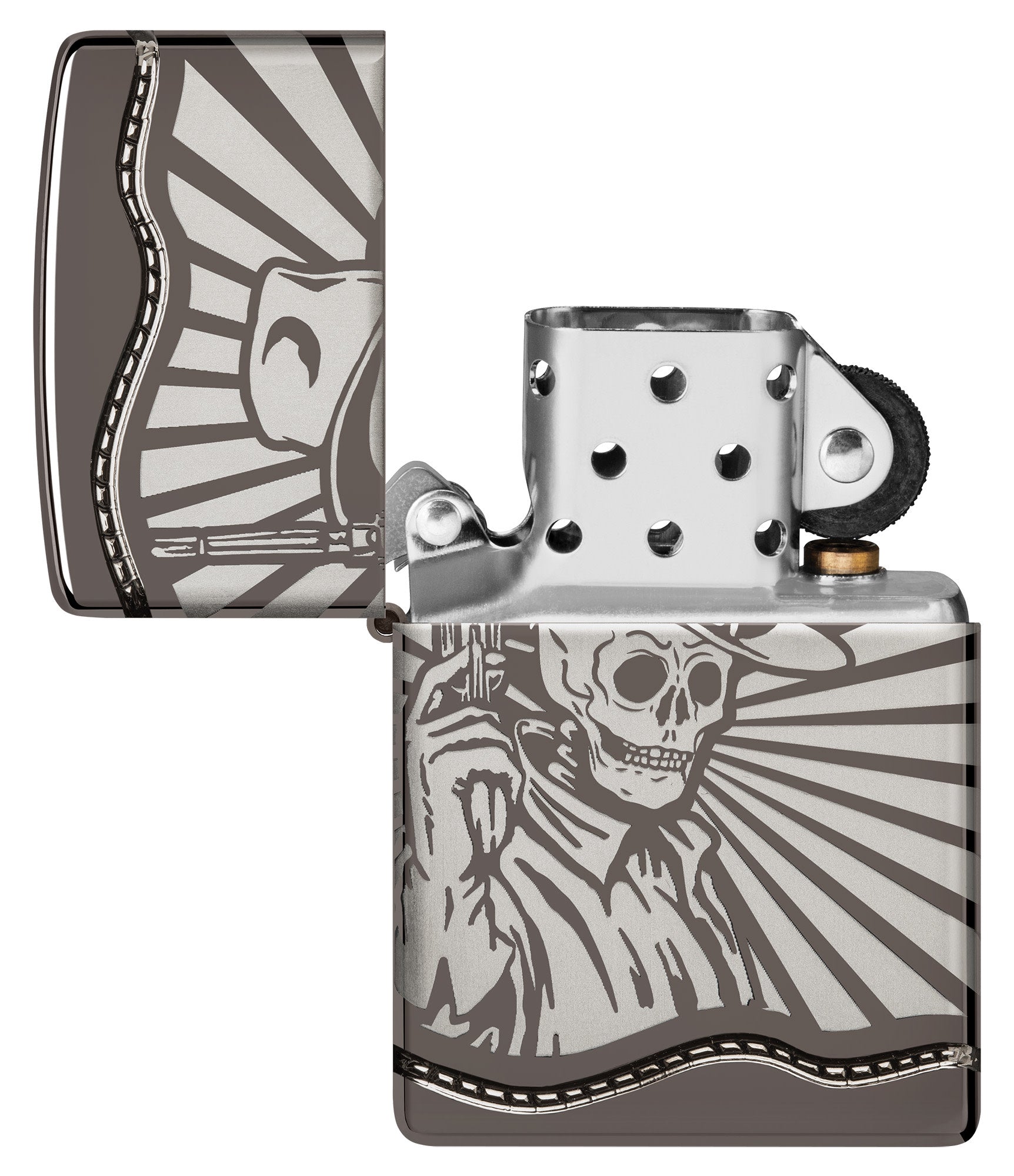 Zippo Skeleton Cowboy Design Armor® Black Ice® Windproof Lighter