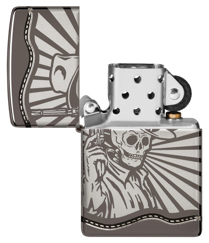 Zippo Skeleton Cowboy Design Armor® Black Ice® Windproof Lighter
