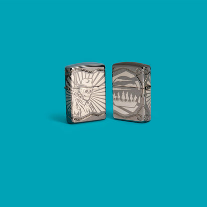Zippo Skeleton Cowboy Design Armor® Black Ice® Windproof Lighter