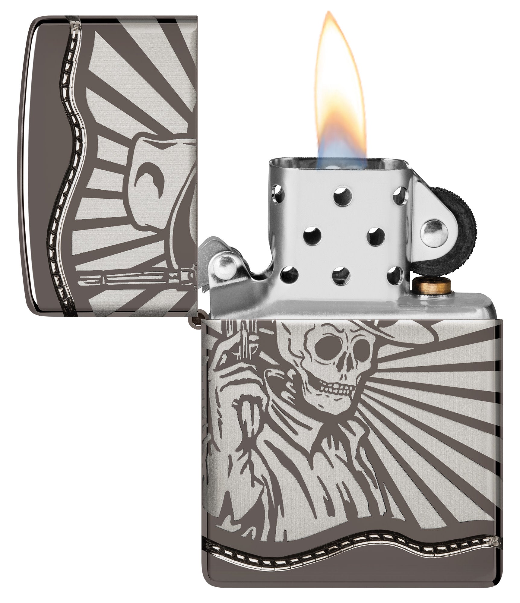 Zippo Skeleton Cowboy Design Armor® Black Ice® Windproof Lighter