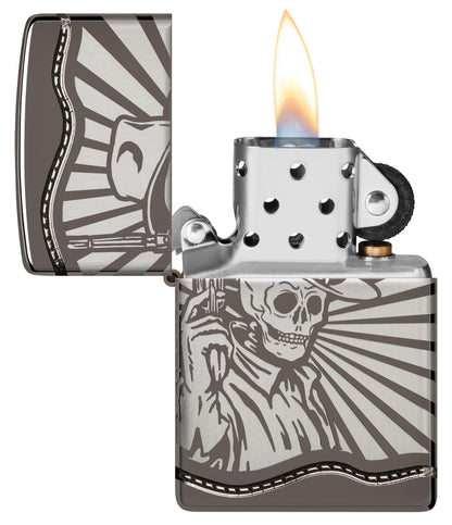 Zippo Skeleton Cowboy Design Armor® Black Ice® Windproof Lighter