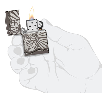 Zippo Skeleton Cowboy Design Armor® Black Ice® Windproof Lighter