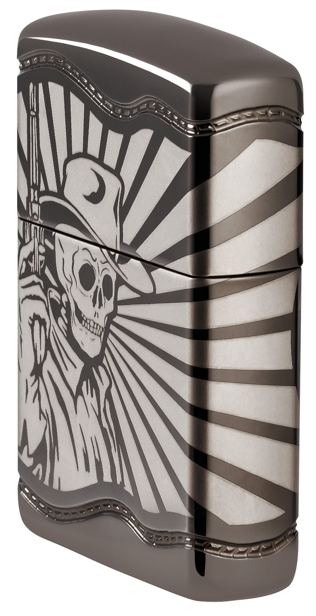 Zippo Skeleton Cowboy Design Armor® Black Ice® Windproof Lighter