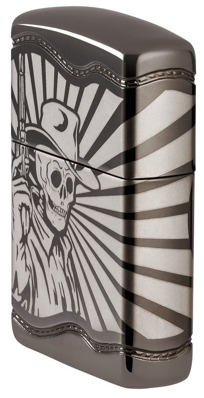 Zippo Skeleton Cowboy Design Armor® Black Ice® Windproof Lighter