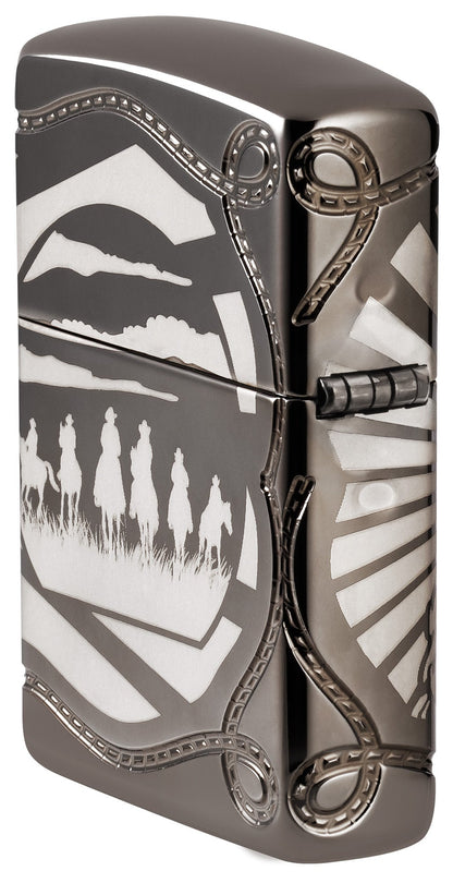 Zippo Skeleton Cowboy Design Armor® Black Ice® Windproof Lighter