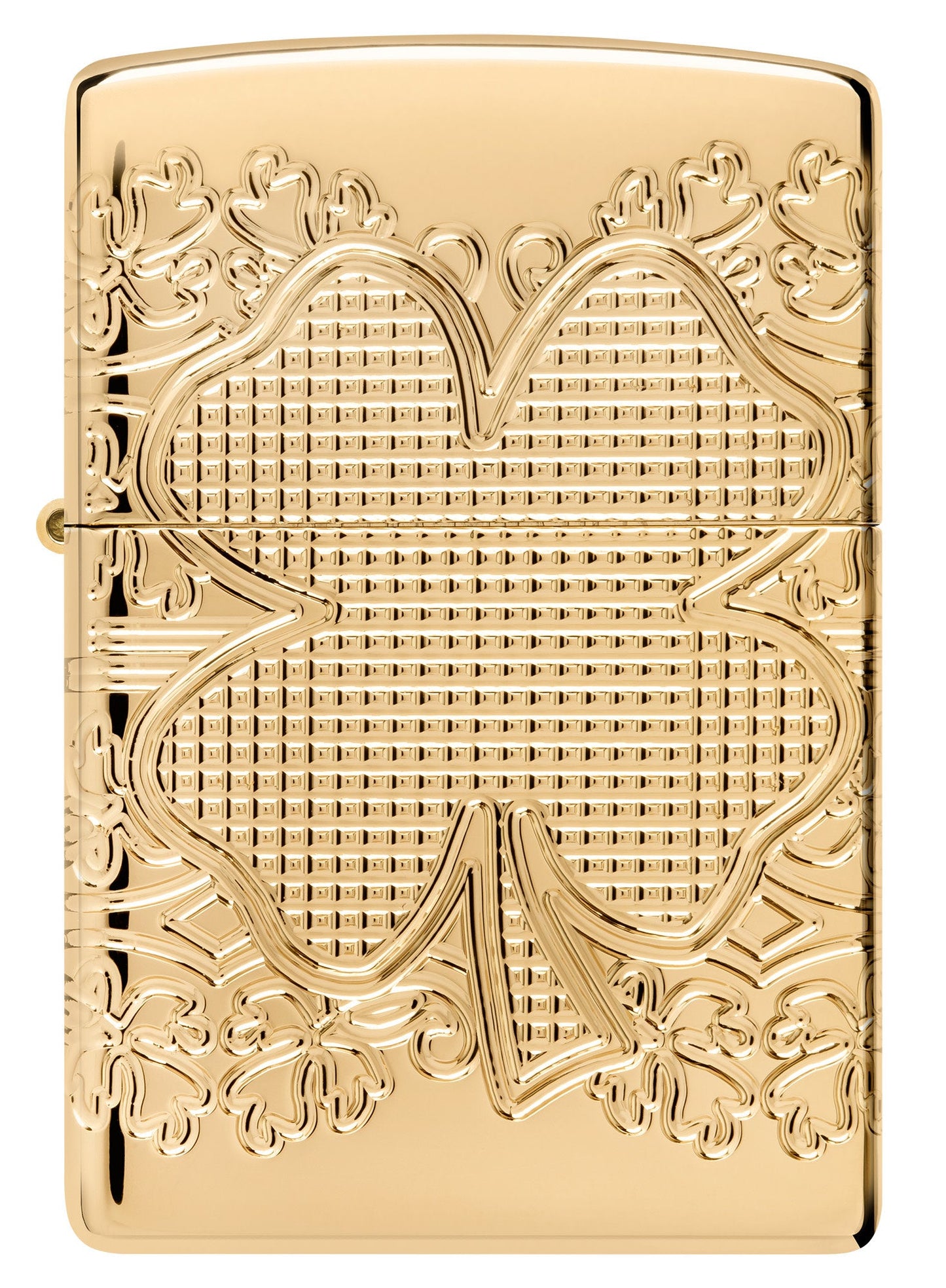 Zippo Lucky Clover Design Armor® High Polish Gold Plate Windproof Lighter