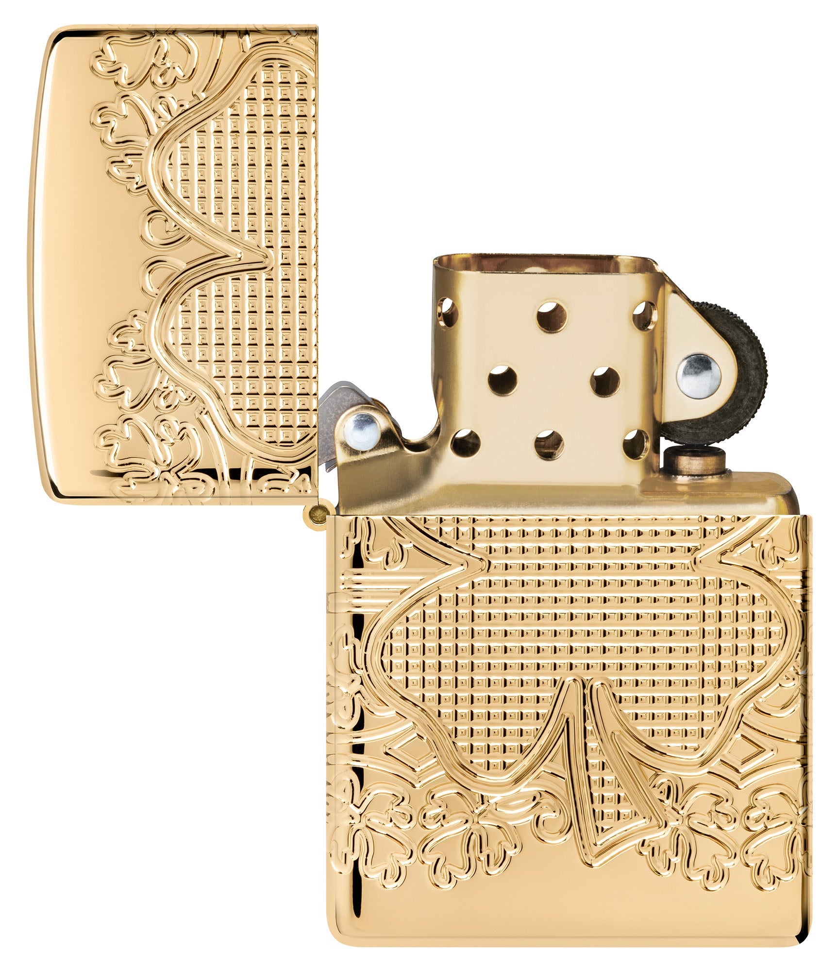 Zippo Lucky Clover Design Armor® High Polish Gold Plate Windproof Lighter