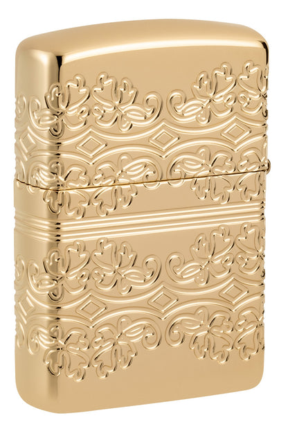 Zippo Lucky Clover Design Armor® High Polish Gold Plate Windproof Lighter
