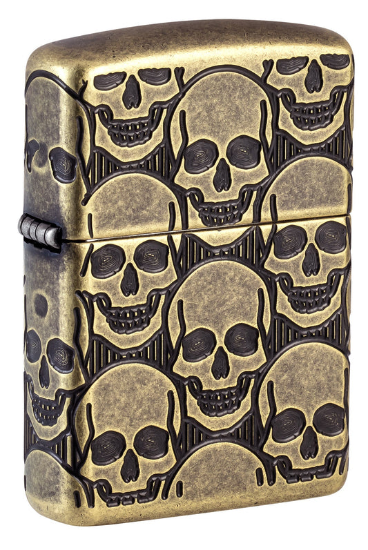 Zippo Cackling Cranium Design Armor® Antique Brass Windproof Lighter