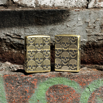 Zippo Cackling Cranium Design Armor® Antique Brass Windproof Lighter